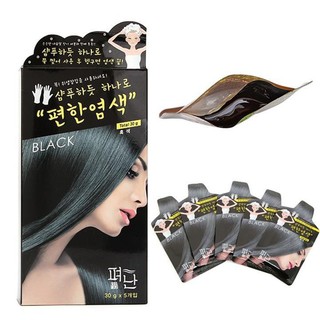 Hộp 5 Gói Thuốc Nhuộm Tóc Thảo Dược Dyeing Pyeonan Hàn Quốc - Đen 30g