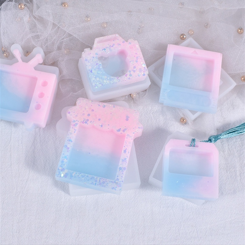 Bộ 1 / 5 Khuôn Silicone Làm Mặt Dây Chuyền Bằng Nhựa Epoxy