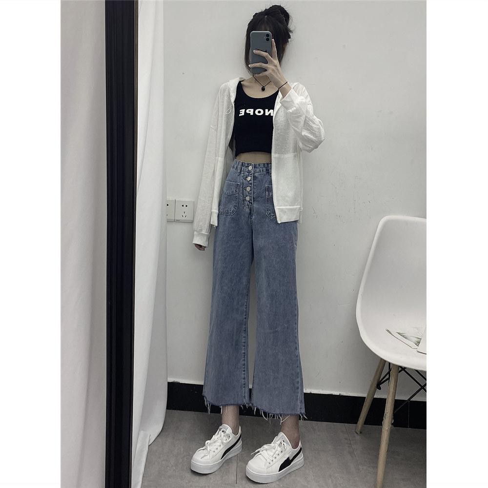 Quần Jeans Lưng Cao Ống Rộng Phong Cách Hàn Quốc Cho Nữ | BigBuy360 - bigbuy360.vn