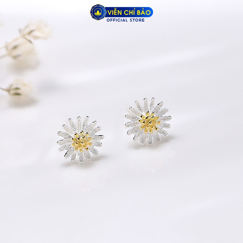 Bông tai bạc nữ Cúc Họa Mi chất liệu 925 thời trang phụ kiện trang sức nữ Viễn Chí Bảo B400522