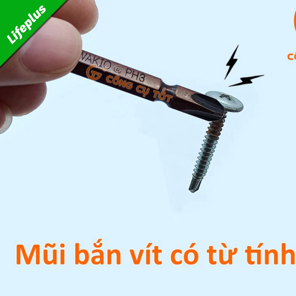 Mũi bắt vít 2 đầu PH3 Wakio dài 65mm