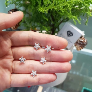 Khuyên tai bạc nữ 5 cánh đính đá