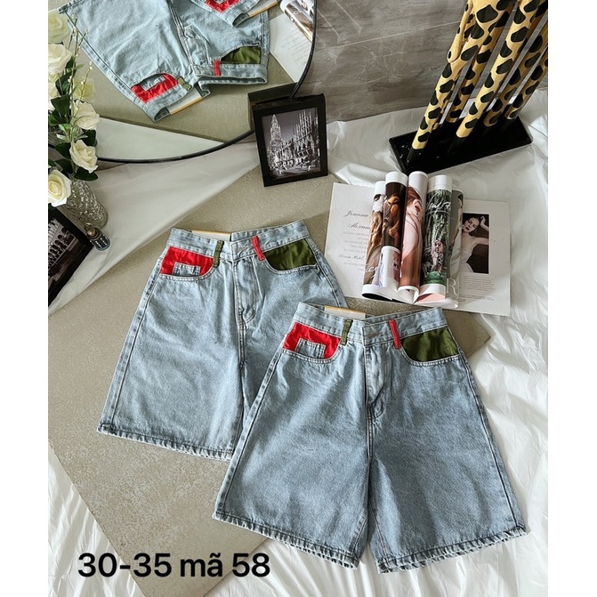 [ TCshopjean Bigsize 50-80kg ] Quần Short Ngố Túi Vải Màu Lưng Cao Ống rộng Ms 58 57