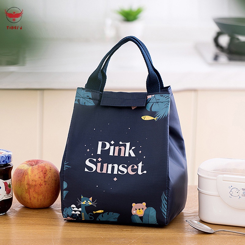 Túi Giữ Nhiệt Đựng Hộp Cơm Trưa Bằng Màng Nhôm Dày Dặn Chống Rò Rỉ Tiện Dụng Cho Nam Và Nữ