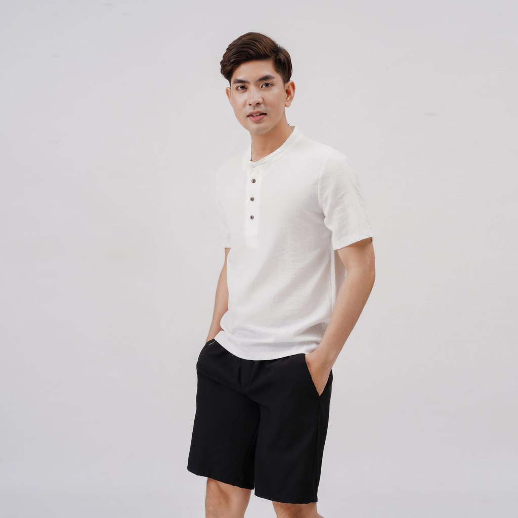 Áo đũi nam cổ tàu cộc tay, chất liệu đũi xước mềm mại thoáng mát, Áo thể thao nam ngắn tay AD.HH006 | BigBuy360 - bigbuy360.vn