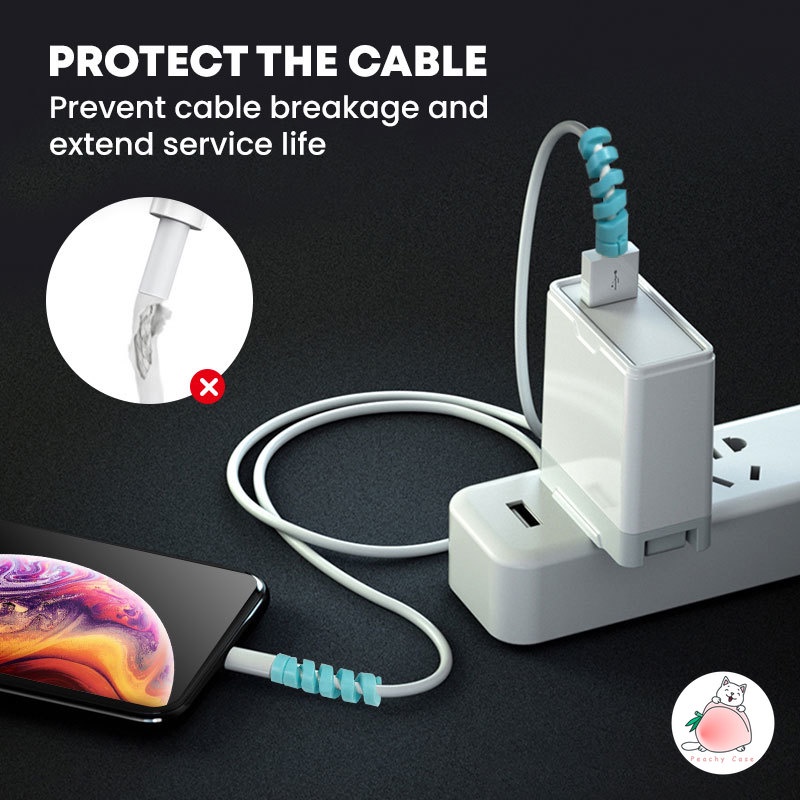 Set 4 phụ kiện bảo vệ cáp sạc/tai nghe hình xoắn ốc bằng silicon chống đứt