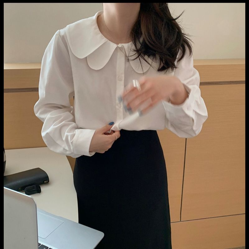 Áo sơ mi kiểu cổ sen hai lá vintage áo kiểu nữ