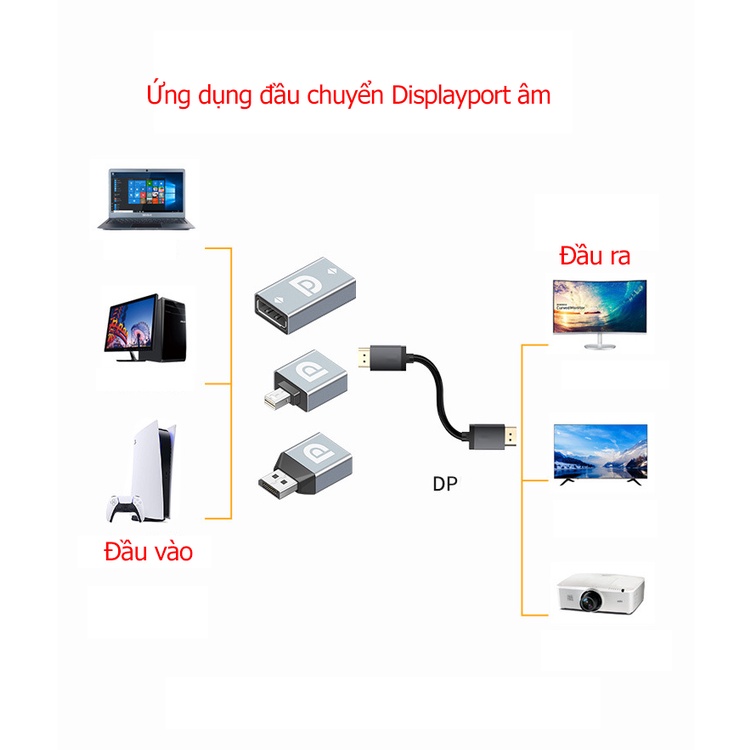 Đầu nối dài cho cáp Displayport 1.2v, nối tiếp 2 cáp Displayport với nhau - Hồ Phạm