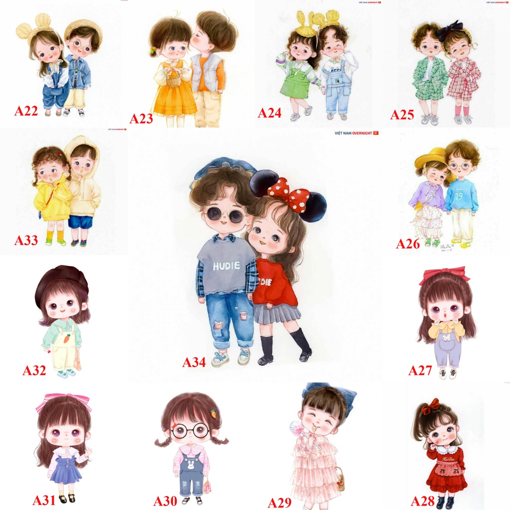 Phụ kiện bánh sinh nhật bánh kem - Set 10 thẻ cắm giấy hình chibi dễ thương trang trí bánh