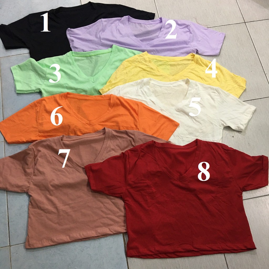 Áo croptop thun coton mỏng cổ tim xinh hot hit xinh xinh