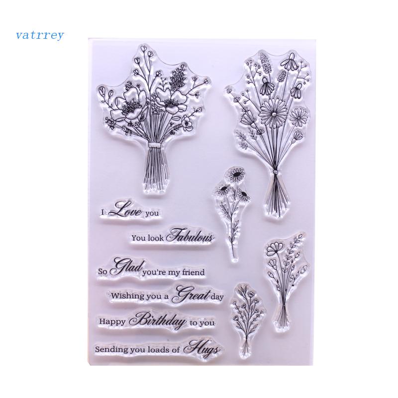 Con Dấu Trong Suốt In Nổi Họa Tiết Hoa Trang Trí Sổ Tay DIY