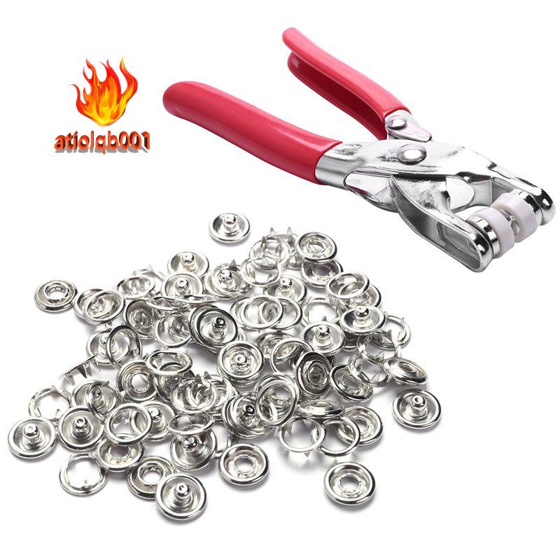 Kìm bấm nút áo kèm 20 nút bấm bằng đồng màu trắng