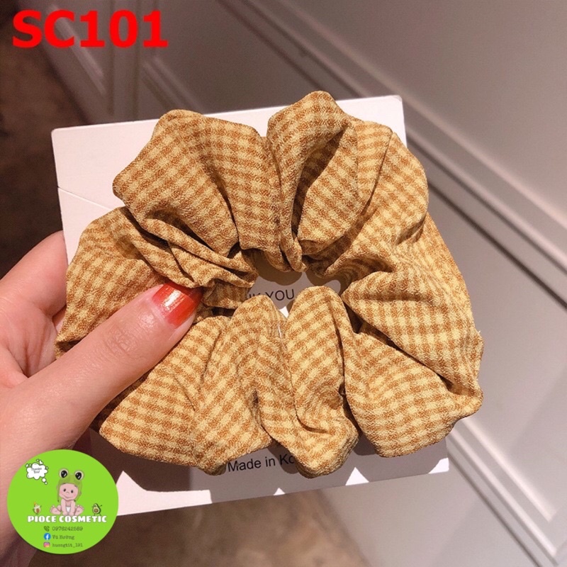 [Cột tóc Scrunchies] Scrunchies hoạ tiết caro nhỏ