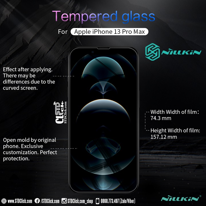 KÍNH CƯỜNG LỰC IPHONE 13 PRO MAX NILLKIN AMAZING H CHÍNH HÃNG