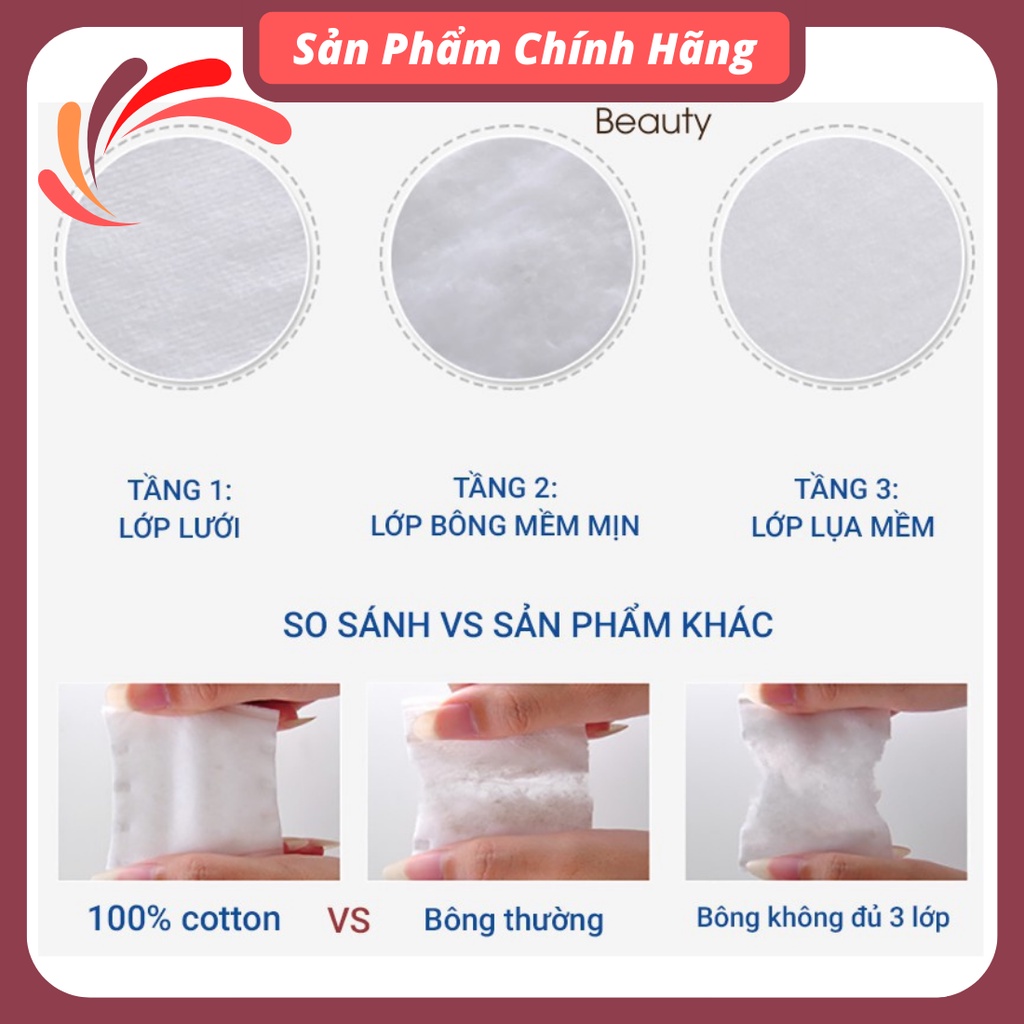Bông tẩy trang Cotton Pads 222 miếng siêu tiện lợi 3 lớp