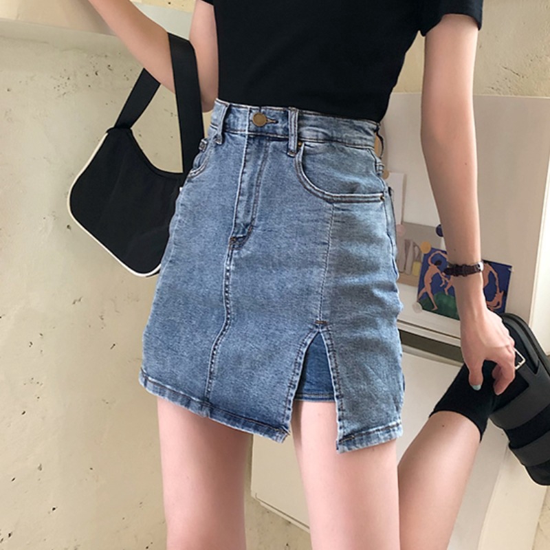 Chân Váy Denim Chữ A Lưng Cao Xẻ Tà Thời Trang 2020 | BigBuy360 - bigbuy360.vn