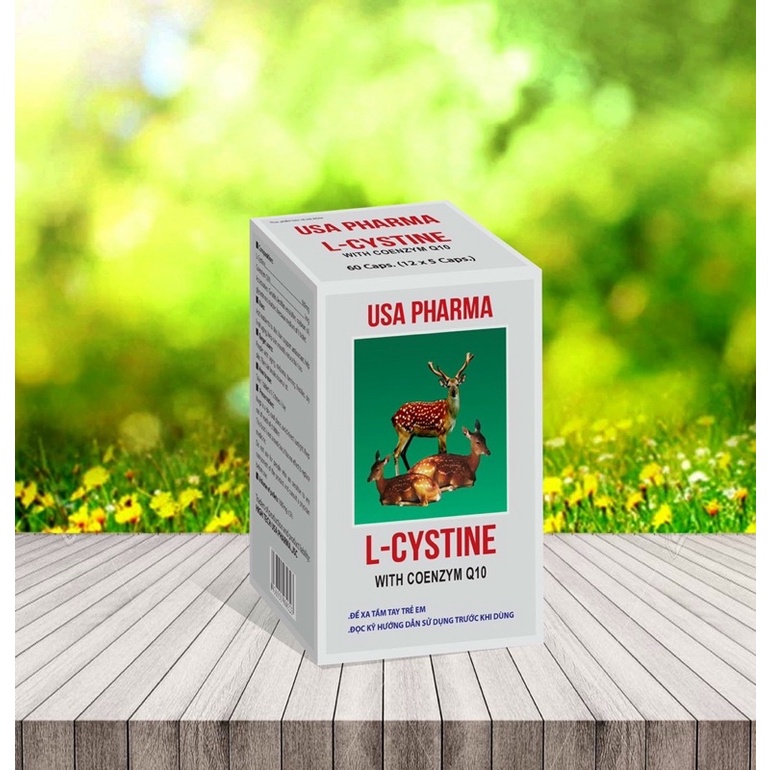 Viên uống L CYSTINE with Coenzyme Q10 Hộp 60 viên ,L - Cystine 500mg USA Pharma ngăn ngừa rụng tóc ,nám ,tàn nhanh