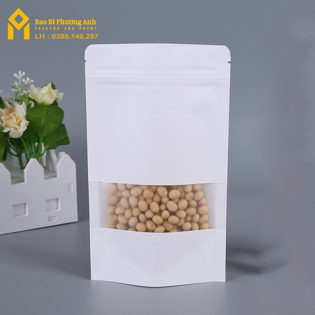 Combo 100 Chiếc Túi Zip Giấy Kraft Trắng 10x15_Bao Bì Phương Anh