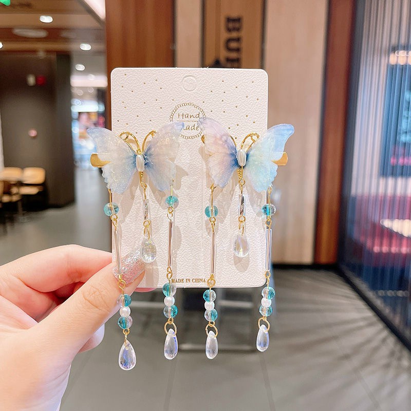Set 2 Kẹp Tóc Công Chúa Cho Bé Gái Mẫu Dài Cánh Bướm - PKT43