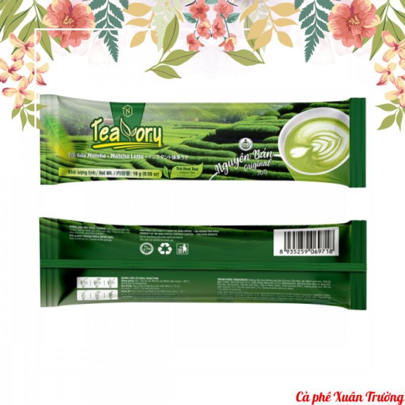 Trà Sữa Matcha Hoà Tan Teavory - Hộp 8 gói x 16g (128g)