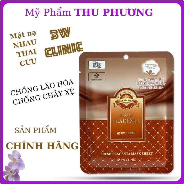 1 Mặt nạ giấy nhau thai cừu mỹ phẩm Hàn Quốc chính hãng dưỡng da cao cấp 3W Clinic Fresh Placenta mask sheet