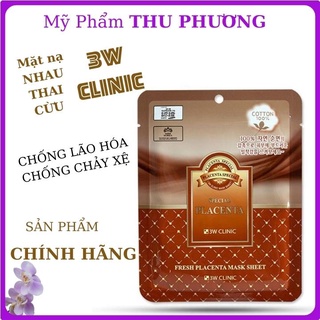 1 Mặt nạ giấy nhau thai cừu mỹ phẩm Hàn Quốc chính hãng dưỡng da cao cấp 3W Clinic Fresh Placenta mask sheet