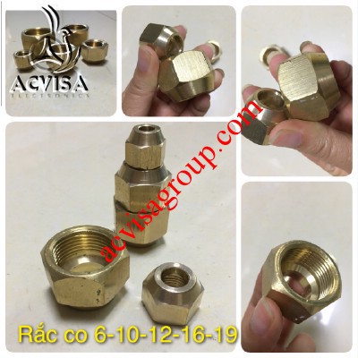 Rắc co đồng ren trong - Đầu đực đồng ,nối côn lồi phi 6,10,12,16,19 - GIÁ RẺ CHO THỢ