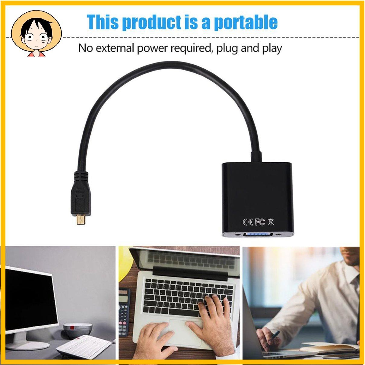 Dây Cáp Chuyển Đổi Video 1080p Micro Hdmi-Compatible Sang Vga | BigBuy360 - bigbuy360.vn