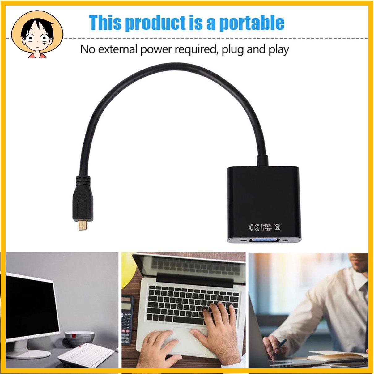 Bộ Chuyển Đổi Cáp Video 1080P Từ Micro HDMI Sang VGA Cái