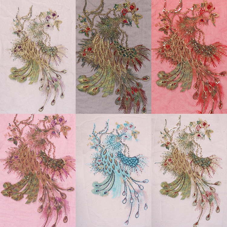 1 Miếng Dán Ủi Quần Áo Hình Hoa Và Chim Công 3D 50 * 30CM