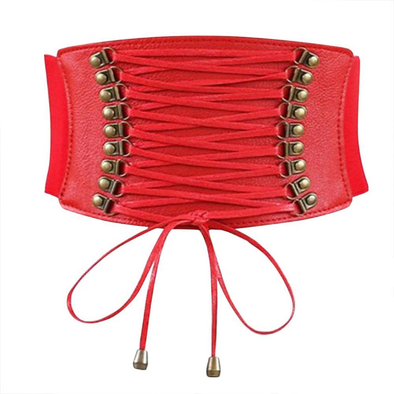 Thắt Lưng Da PU Bản Rộng Co Giãn Phong Cách Punk Boho Cho Nữ
