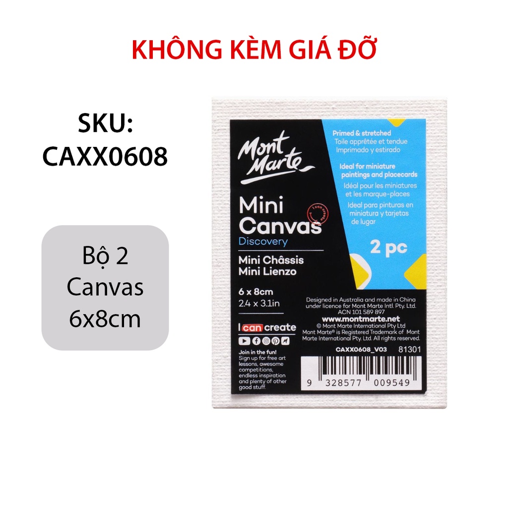 Khung Canvas Mini 6x8cm / 8x10cm Mont Marte Kèm Giá Đỡ - MEA0018/MEA0019