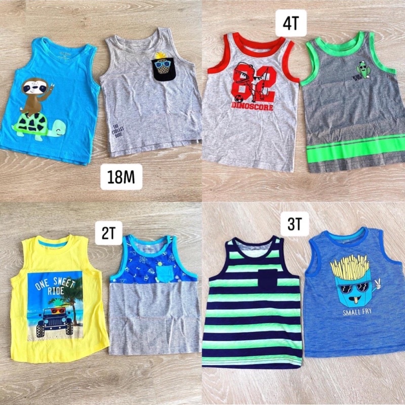 Set 2 áo ba lỗ cho bé trai hiệu Okie dokie nhiều mẫu