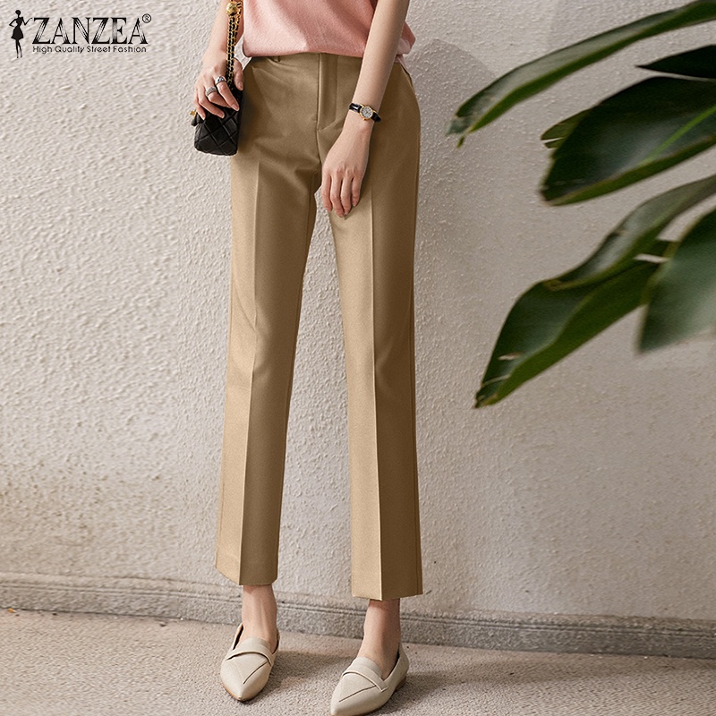 Zanzea Quần Dài Tới Mắt Cá Chân Màu Trơn Đơn Giản Dễ Phối Đồ Cho Nữ