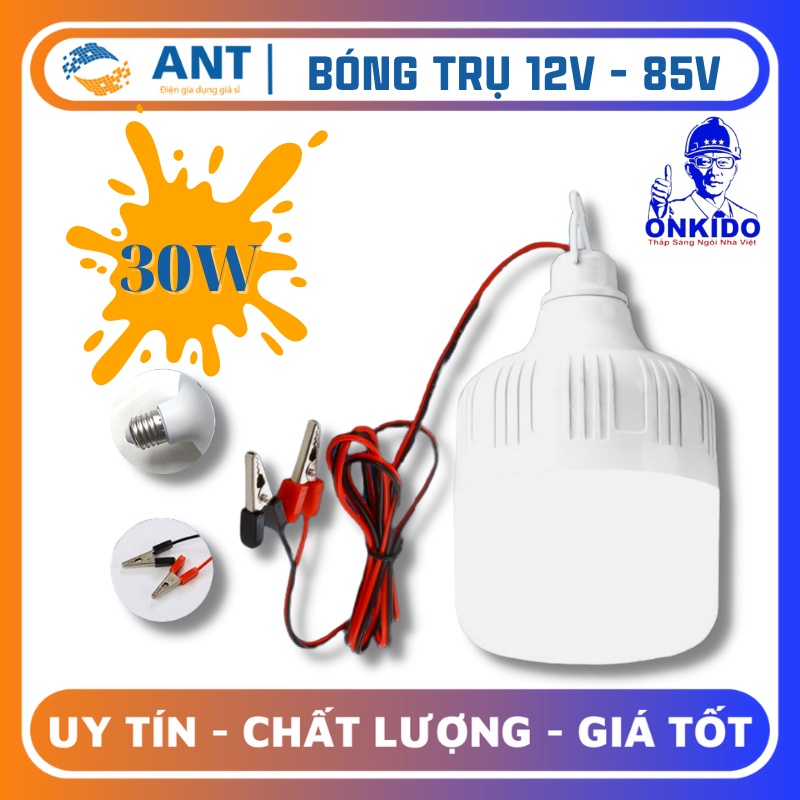 BÓNG ĐÈN LED KẸP BÌNH ẮC QUY ĐIỆN ÁP 12V-30W ONKIDO CHUẨN ÁNH SÁNG TRẮNG