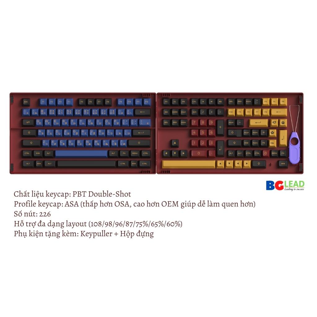 [Chính hãng] Bộ keycap cho bàn phím cơ AKKO ASA Red &amp; Blue Samurai | Black&amp;Silver| Black&amp;Cyan| Black&amp;Rose| Blue on White