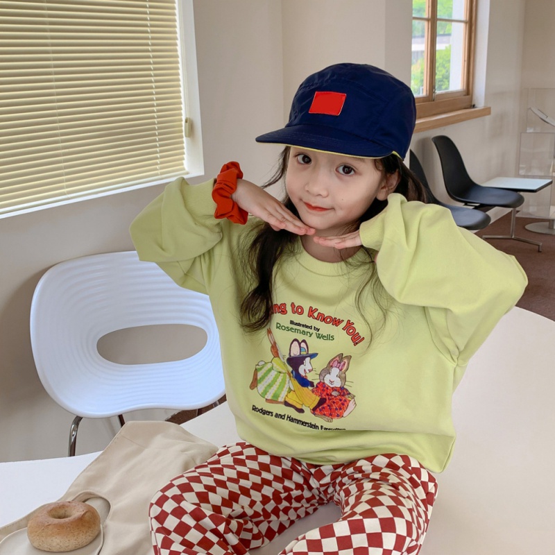 Áo Nỉ Dài Tay In Hình Thỏ Hoạt Hình Thời Trang Cho Bé Gái