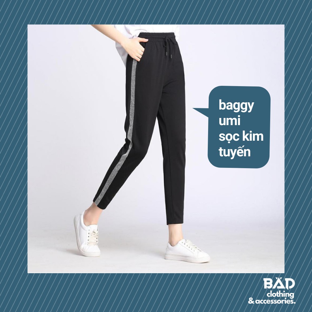 / ẢNH THẬT / Quần baggy umi sọc kim tuyến - Chất thun umi mềm mịn, co giãn