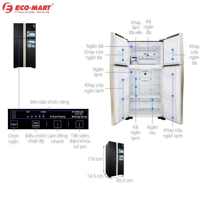 Tủ lạnh Hitachi R-FW650PGV8(GBK) 4 cánh màu đen