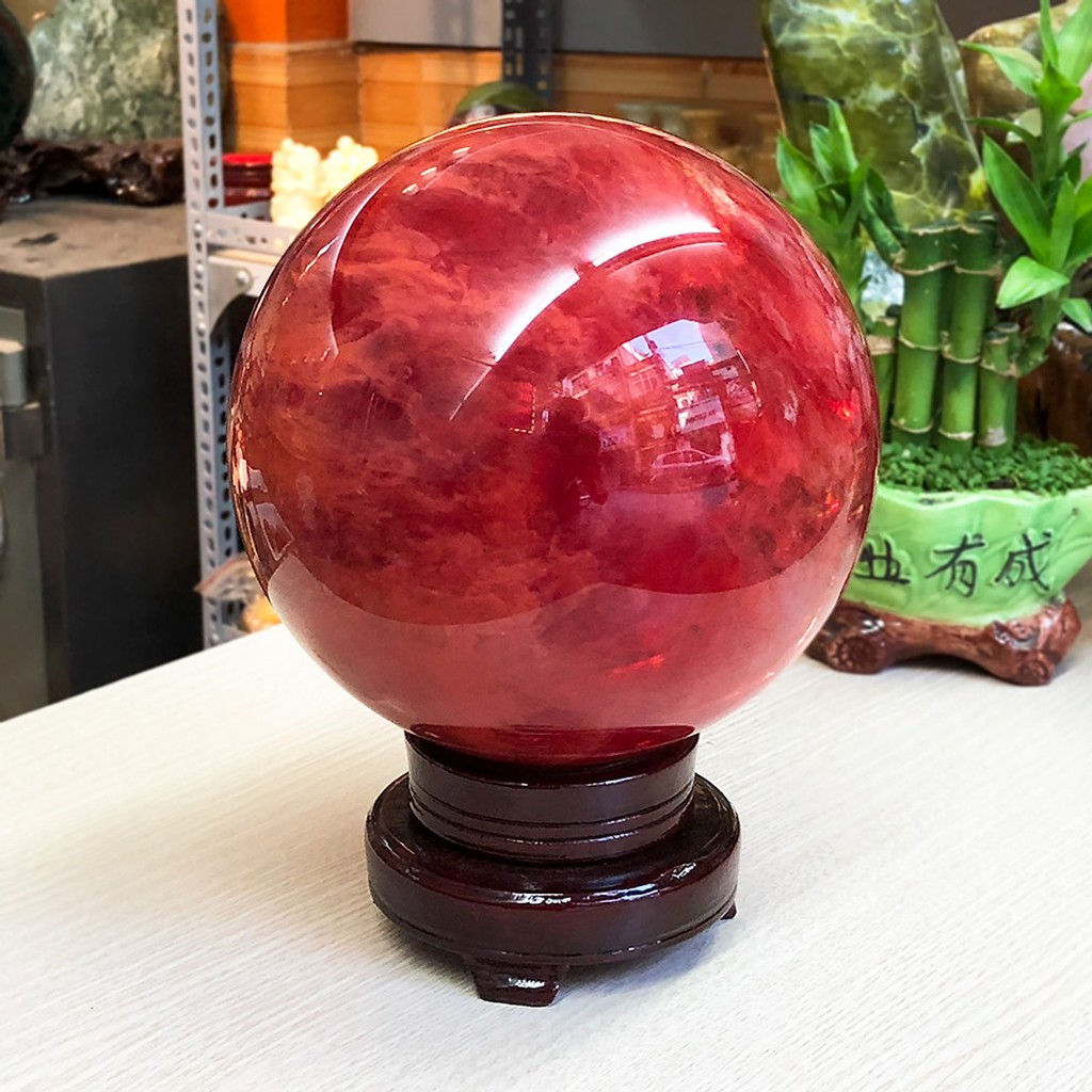 Quả cầu Phong thủy đá Obsidian đỏ tự nhiên HANMYNGHE