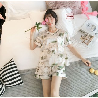 Đồ mặc nhà lụa ngắn - BunBun Homewear - Set LN06