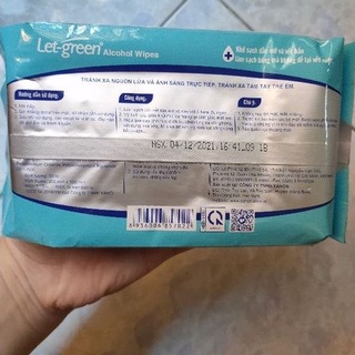 Khăn Ướt Cồn Let-green 50 tờ/bao