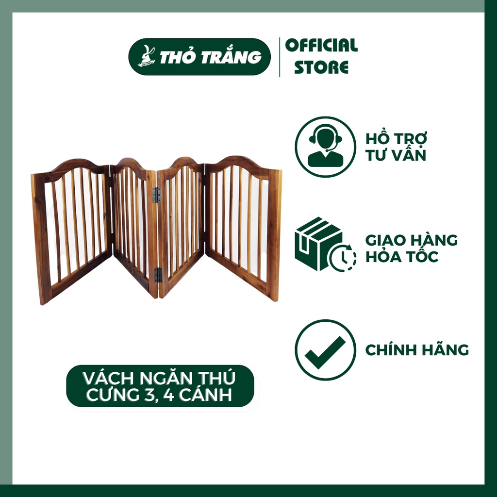 Vách ngăn Gỗ 3 và 4 Cánh Thú Cưng Cho Chó, Mèo Tiện Lợi Cao Cấp Sang Trọng