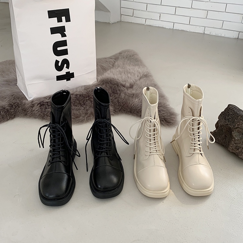 Giày boot Martin nữ IELGY kiểu Anh mũi tròn buộc dây phong cách Hàn Quốc