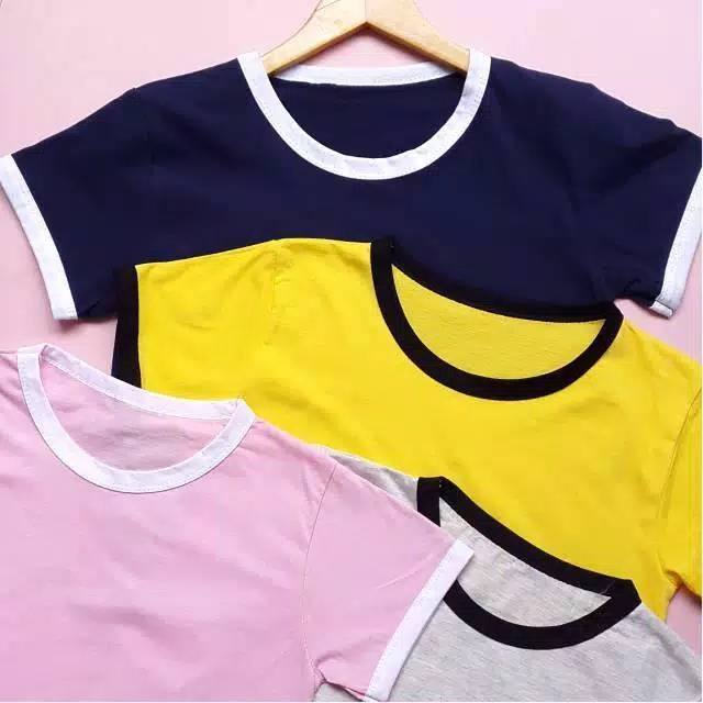 Ringer Tee Plain 12 Colors (1 Kg 8pc) / T-Shirt Ringger Tee