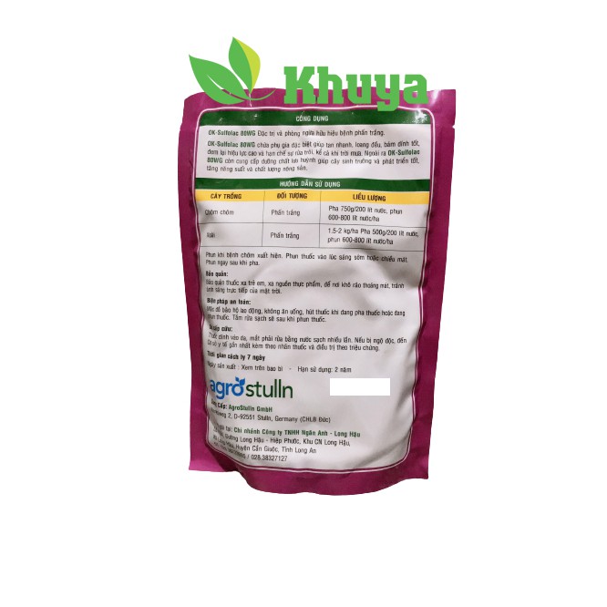 Thuốc trừ nấm bệnh Ok Sulfolac 80WG gói 1kg Gốc lưu huỳnh hữu cơ