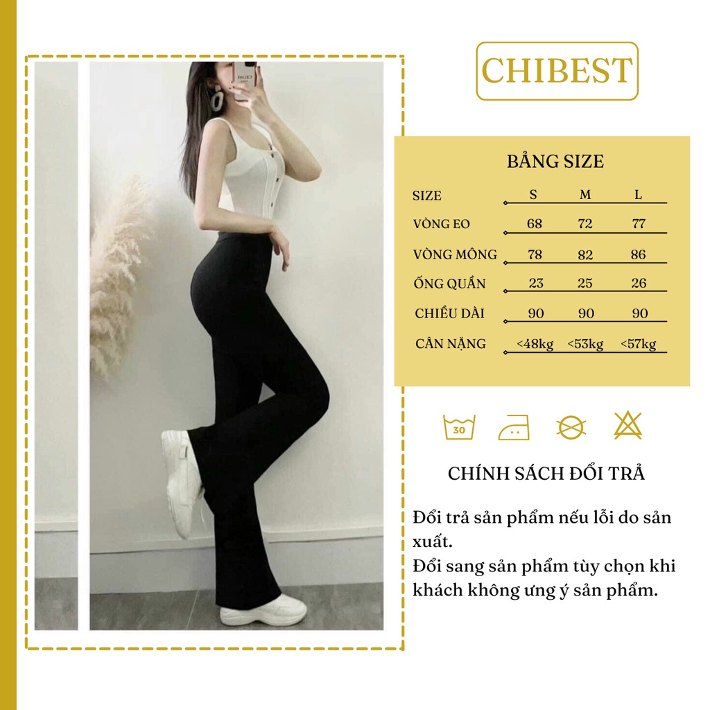 Quần ống loe nữ quần ống loe lưng chun khóa hông CHIBEST YQB0110 .