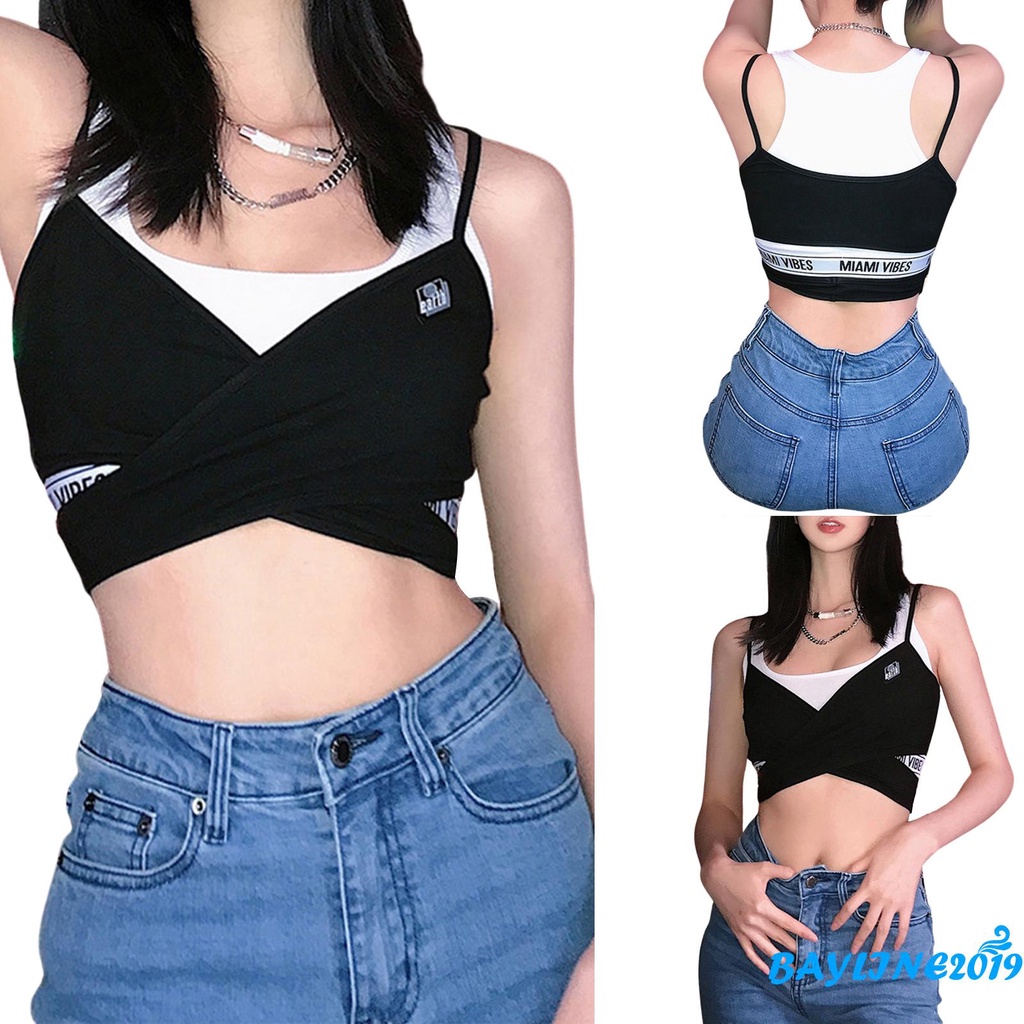 Áo Lửng Không Tay Phối Màu Gợi Cảm Cho Nữ