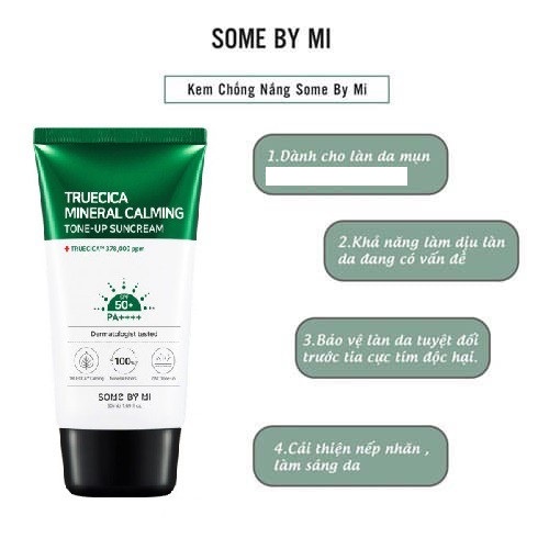 Kem chống nắng nâng tone - Kem chống nắng kiềm dầu Some By Mi Truecica Mineral 100 Tone-Up Sun Cream 50ml