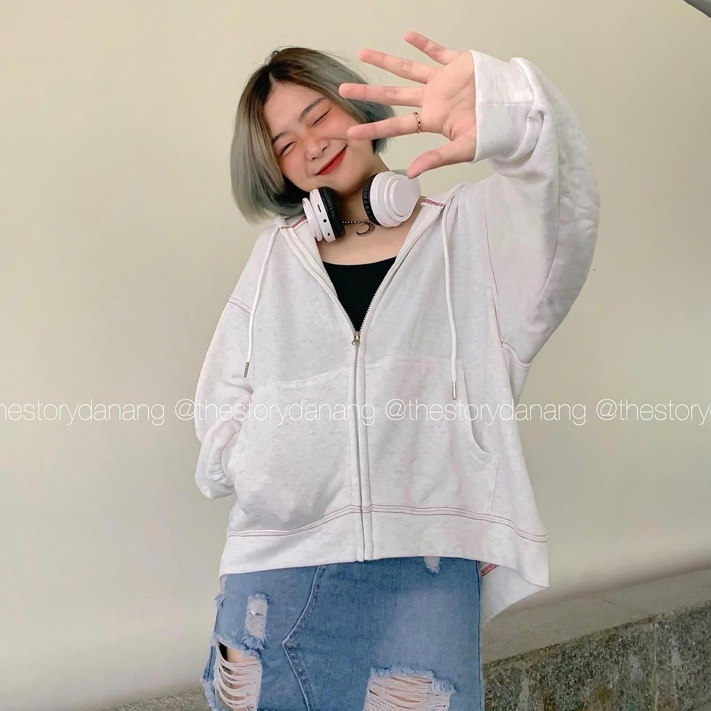 [STORY MADE] [STR] Áo Zip Hoodie SS1, viền chỉ đỏ A709